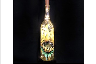 Paint Nite: Sunflower Wine Bottle with Fairy Lights